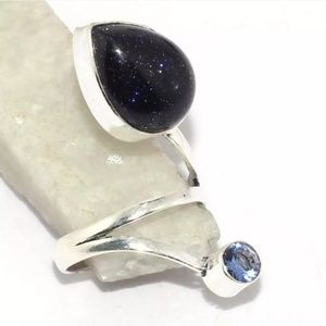 New Sun Sitara and Blue Quartz Silver Ring.